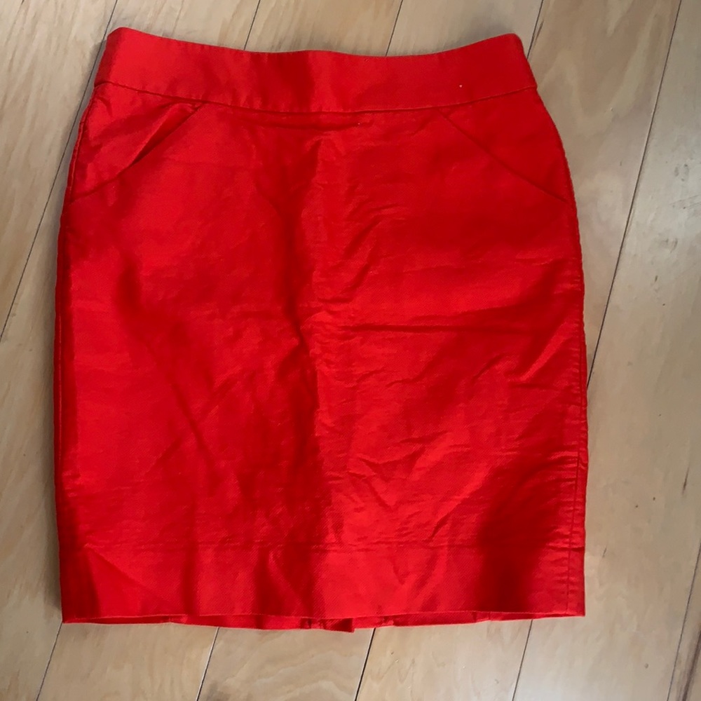JCrew- Red Pencil Skirt - 6P